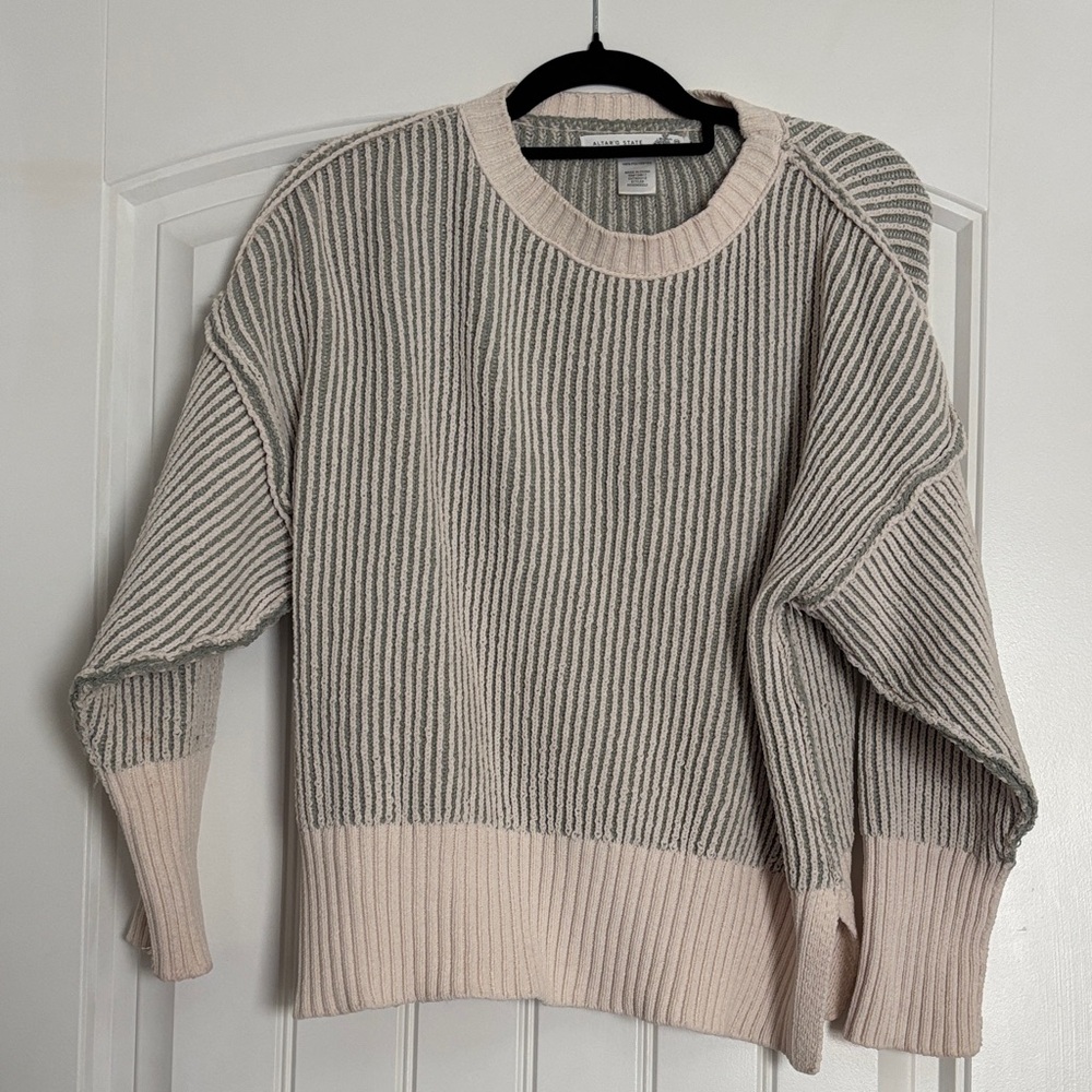 Altar'd State Cream and Gray Knit Sweater